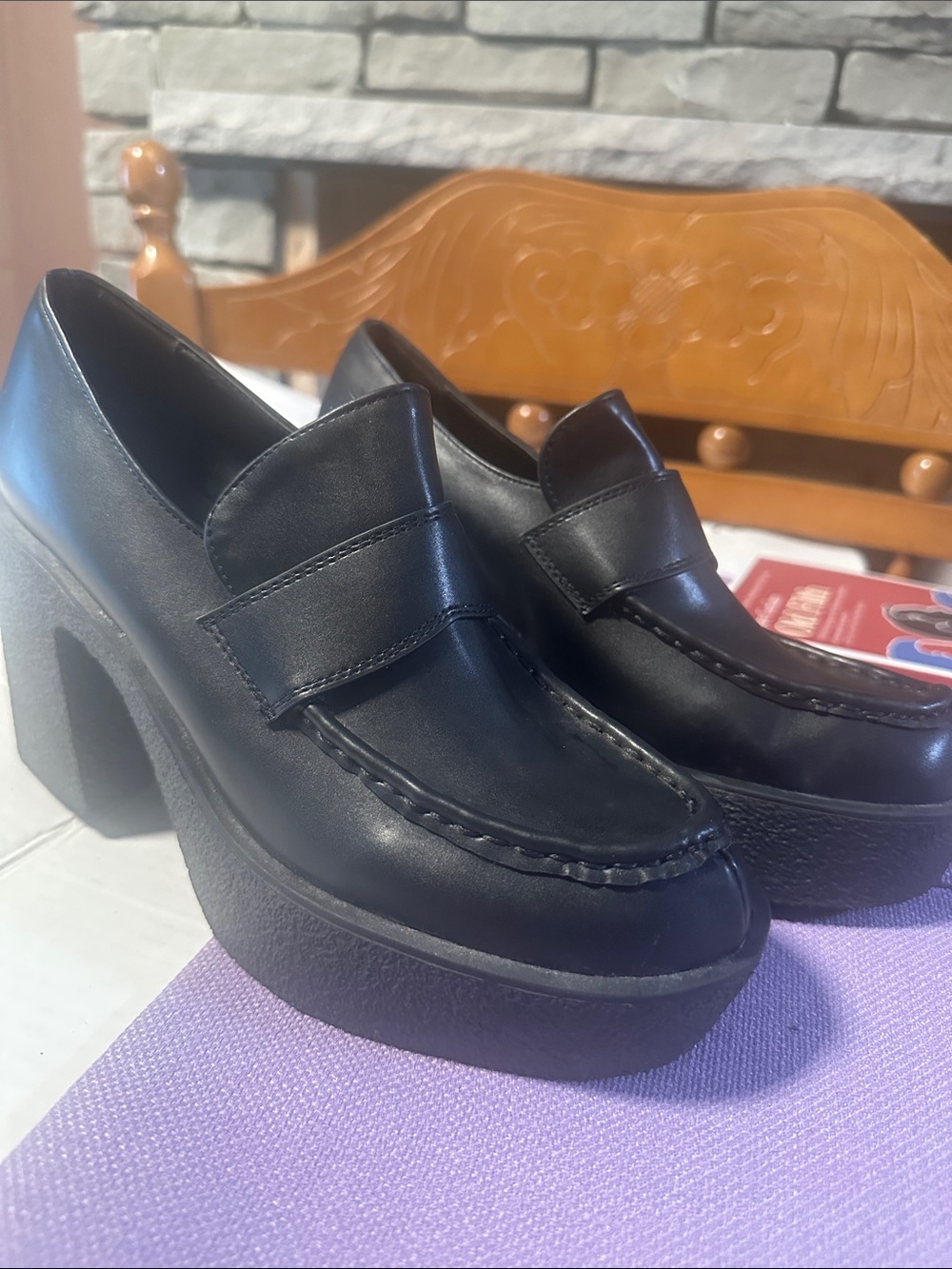Common Projects Black Leather Platform Loafers